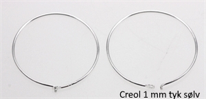 Creol sølv 20 mm m. hul lukning. 1 mm tråd